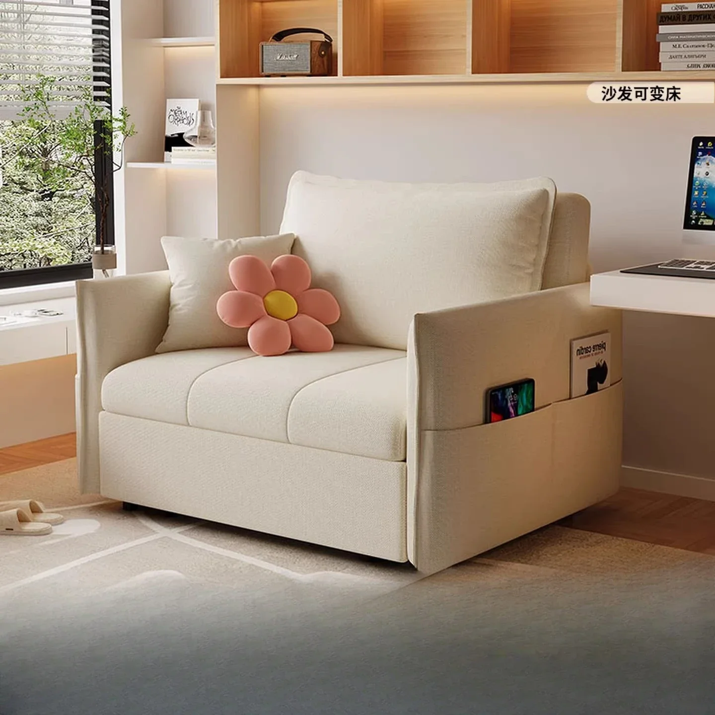 Sofa bed folding dual-purpose cotton and linen single multi-functional pull-out living room balcony small apartment