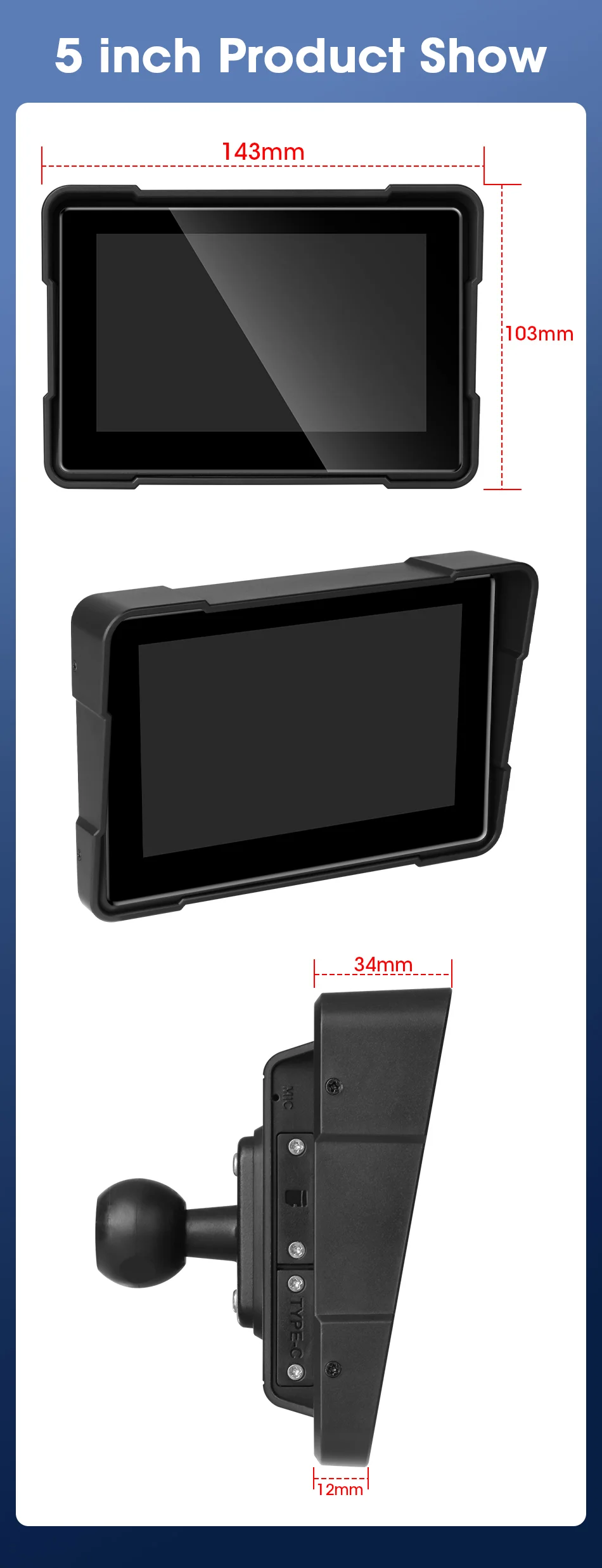 Srnubi Tragbare Motorrad GPS Navigation Wasserdichte Drahtlose Carplay 5/7 "Bildschirm Motorrad Android Auto Bluetooth Monitor DVR – Detail 20