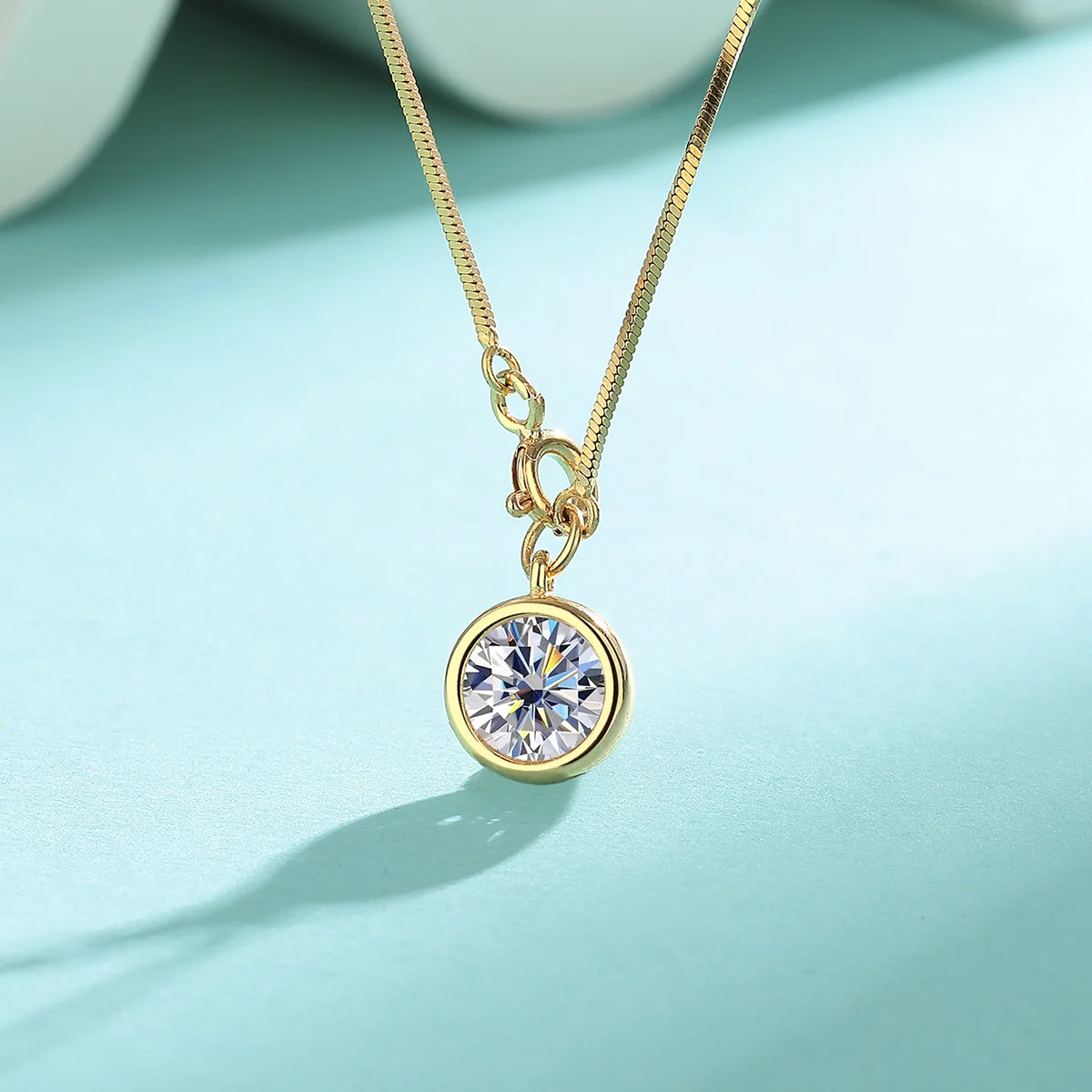 

Сертифицированный роскошный комплект из чистого серебра S925, 1 карат, настоящий муассанит, пузырь, кулон-цепочка, ожерелье, 1 карат, женские свадебные ювелирные изделия AU585