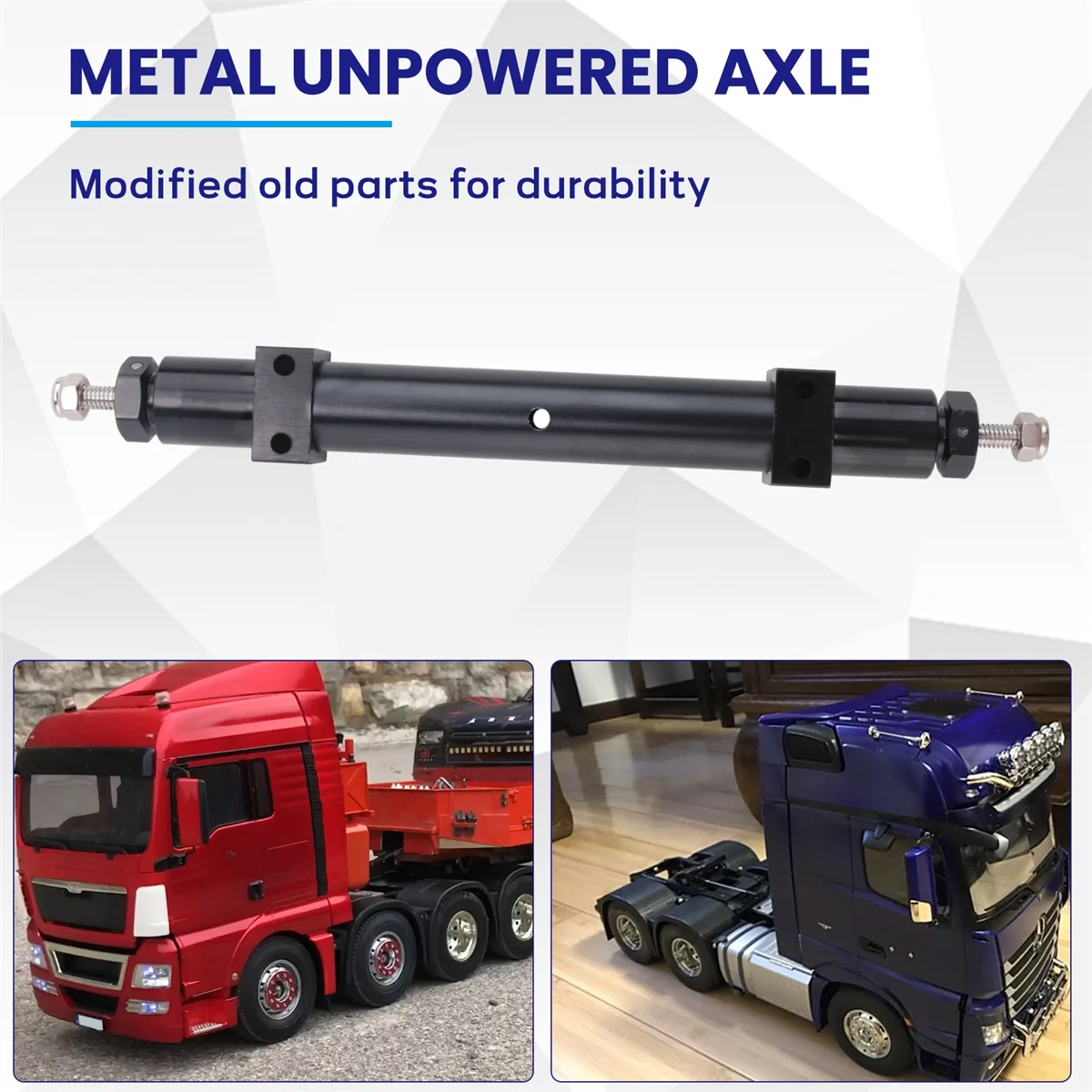 BAAA-โลหะ Unpowered เพลา 120 มม./140 มม.สําหรับ 1/14 Tamiya Trailer 1/10 RC รถ DIY การปรับเปลี่ยน -120 มม.