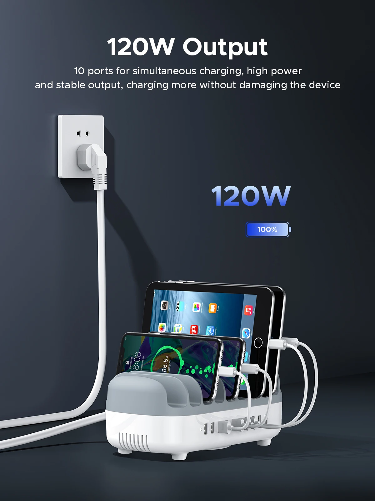 ORICO stacjonarna stacja ładująca USB 120W 5V 2.4A ładowarka USB zabezpieczająca dla iPhone Samsung Xiaomi Tablet