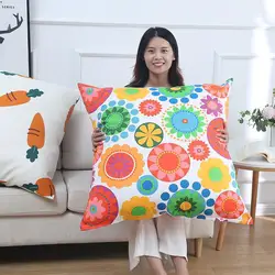 Large Size Sofa Hug Pillowcase Soft Cotton Living Room Bed Huge Square Flower Printed Cushion Cover Pillow Protector 50/60/70CM