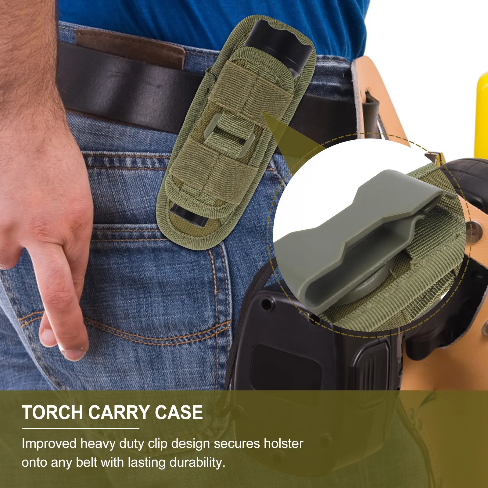 1Pcs 360 Degree Flashlight Belt Pouch Rotatable Duty Belt Clip for Hunting Camping Security Military Torch Holder Nylon