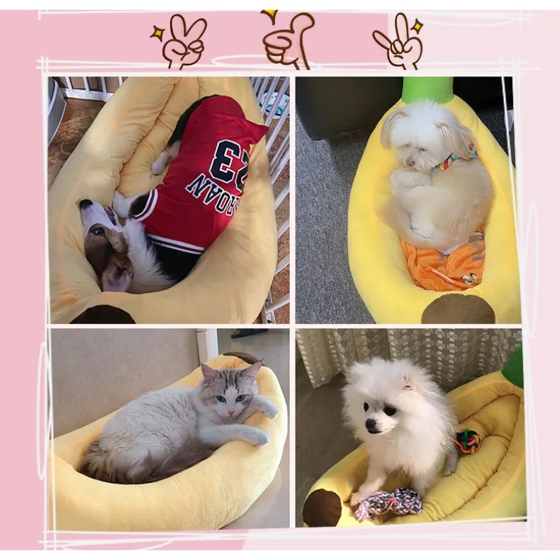 Pet banana boat kennel, autumn and winter warm removable pet kennel view 6