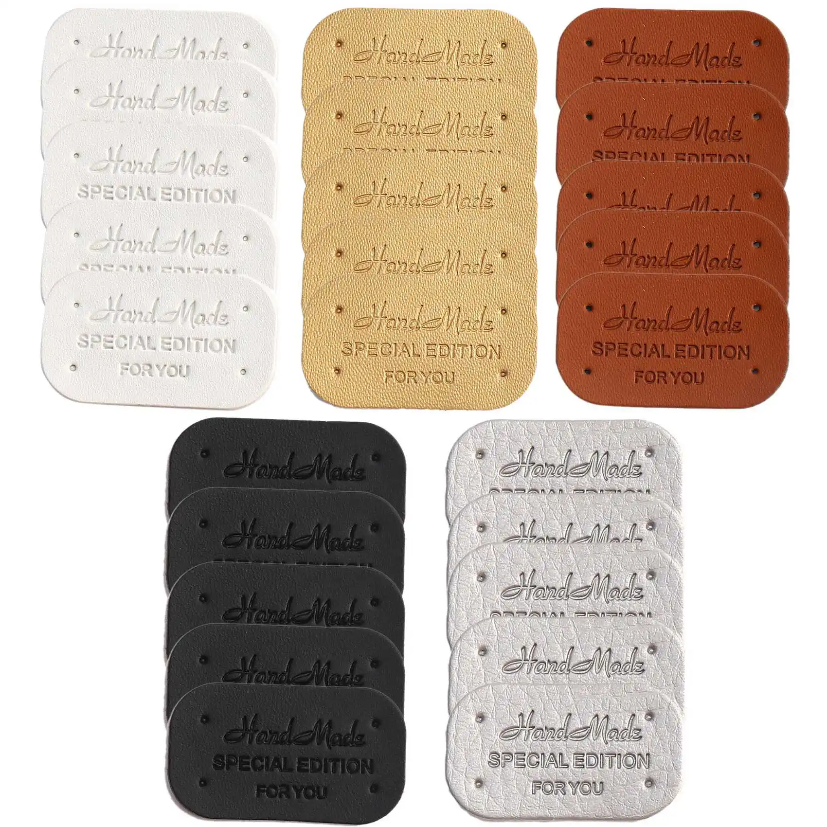 ABJS 100Pcs Faux Leather Tags for Clothes Handmade Gift Handcraft Faux Leather Labels DIY Sewing Tags Garment Accessories