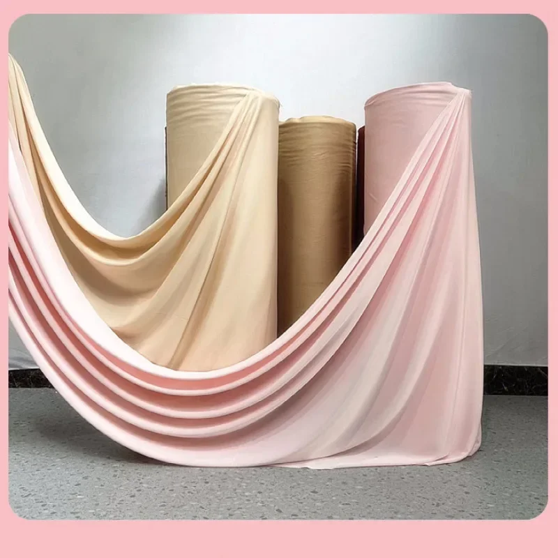 110M Whole Roll Milk Silk Stretch Fabric Matte Polyester Wedding Ceiling Drape Outdoor Stage Wave Backdrop Curtain Party Drape