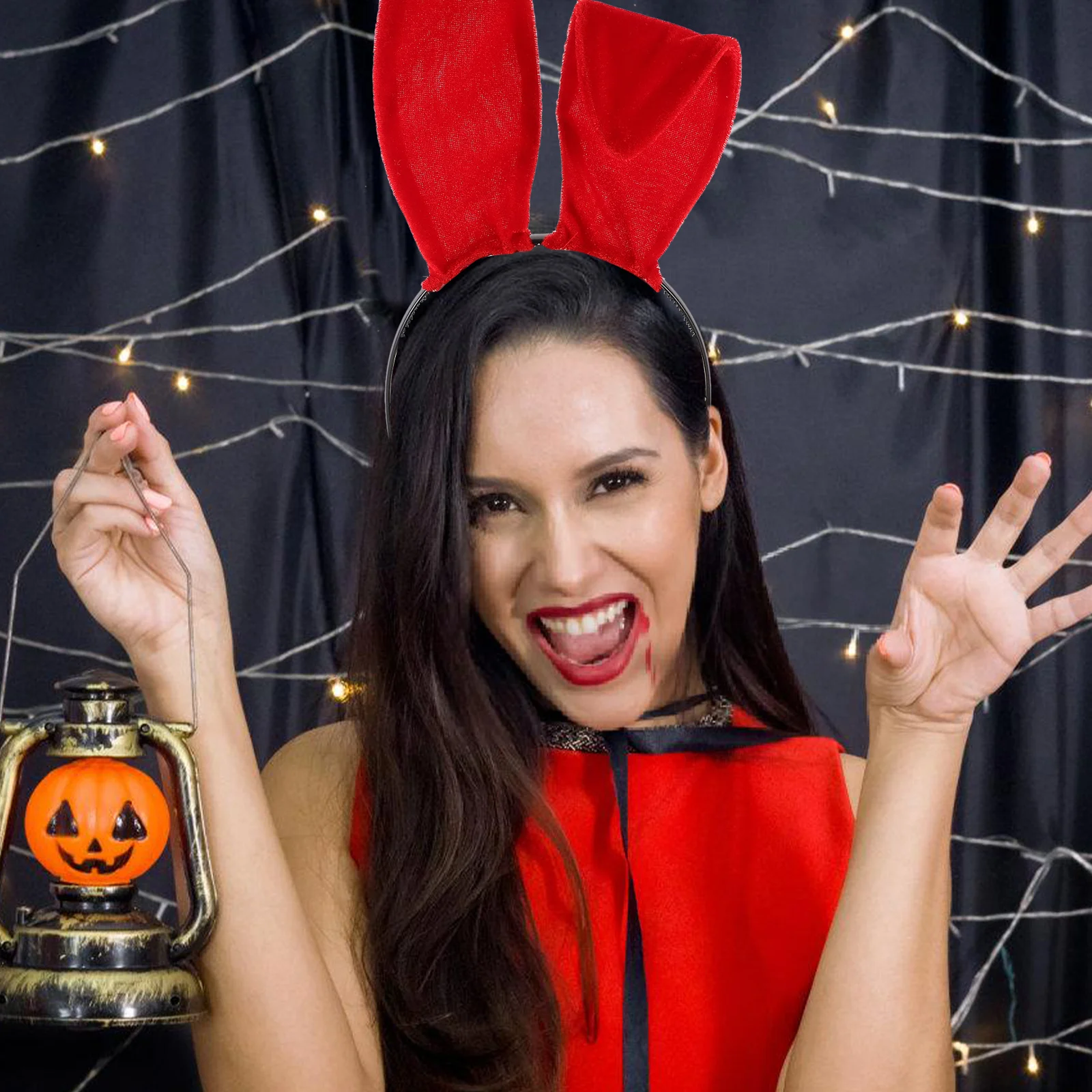 

4Pcs Cloth Rabbit Ears Black Headband Size Fits Most Cosplay Masquerade Bunny Hairband Hair Accessories