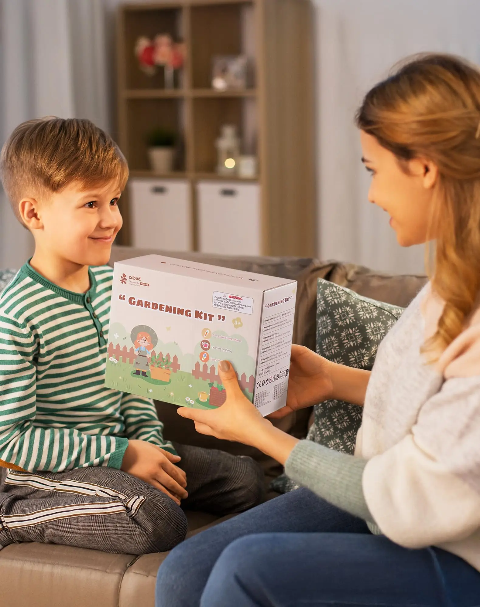 ROBUD Zestaw ogrodniczy dla dzieci Drewniane narzędzia ogrodnicze Zestaw narzędzi ogrodniczych z narzędziami Zabawki Montessori dla dzieci, aby zbliżyć się do natury
