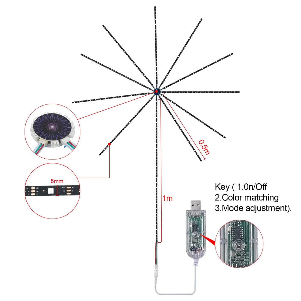 Smart Firework LED Strip Lights RGBIC Bluetooth Remote Control Neon Light  Atmosphere Light  for Festivals or Parties