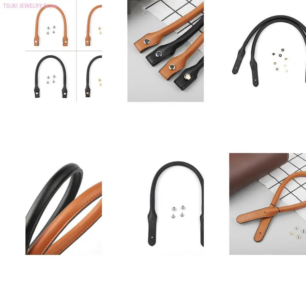 

62KE 2pcs PU Leather Replacement Handles Straps Handbags Lady Shoulder Bag Strap DIY Bags