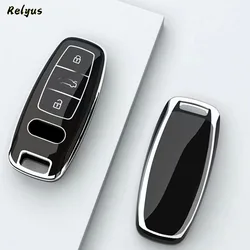 Soft TPU Car Remote Key Case Cover Shell Fob for Audi A3 A4 B9 A6 A7 4K A8 E-tron Q5 Q8 C8 D5 SQ8 Protector Keychain Accessories