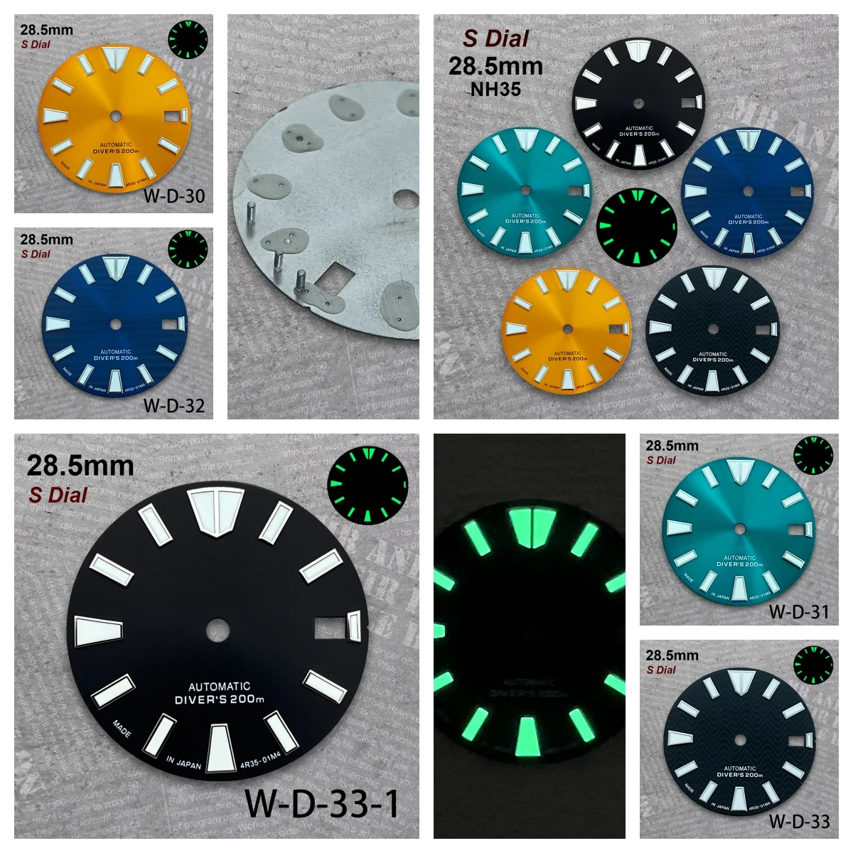 

28.5mm S Logo Dial Suitable For NH35/NH36 Japan Movement C3 Strong Green Luminous High Quality Watch Modification Accessories