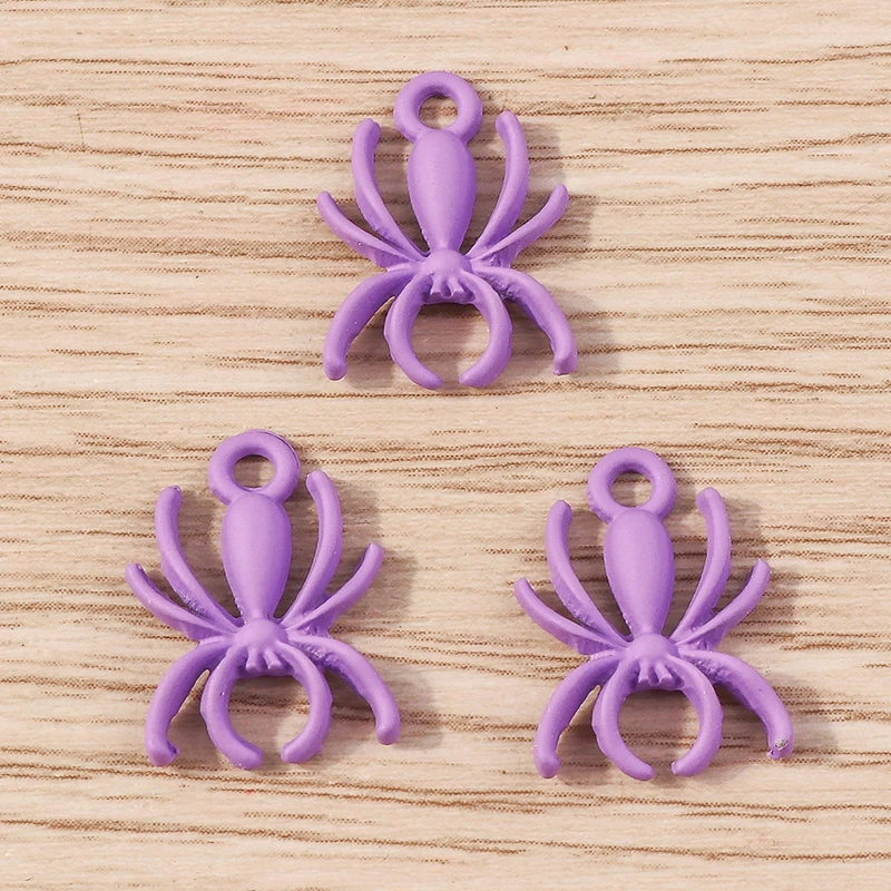 Tusember 10 Stück süße bunte Spinnen-Charms für handgefertigte Schmuckherstellung, Halskette, Ohrringe, Halloween-Charms, Anhänger, DIY-Handwerk – Detail 5