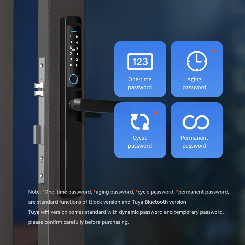 Double Waterproof IP66 Tuya Wifi Fingerprint Aluminum Door Lock TTlock APP Card Code Outdoor Electronic Smart Sliding Door Lock