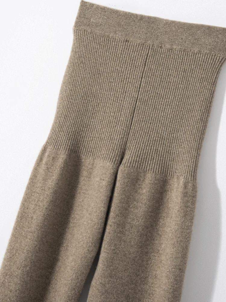 Aliselect High-end 100% Cashmere Women's Casual Bottom Pants Temperament Slim Fit High Elasticity Leggings Autumn Winter Warm
