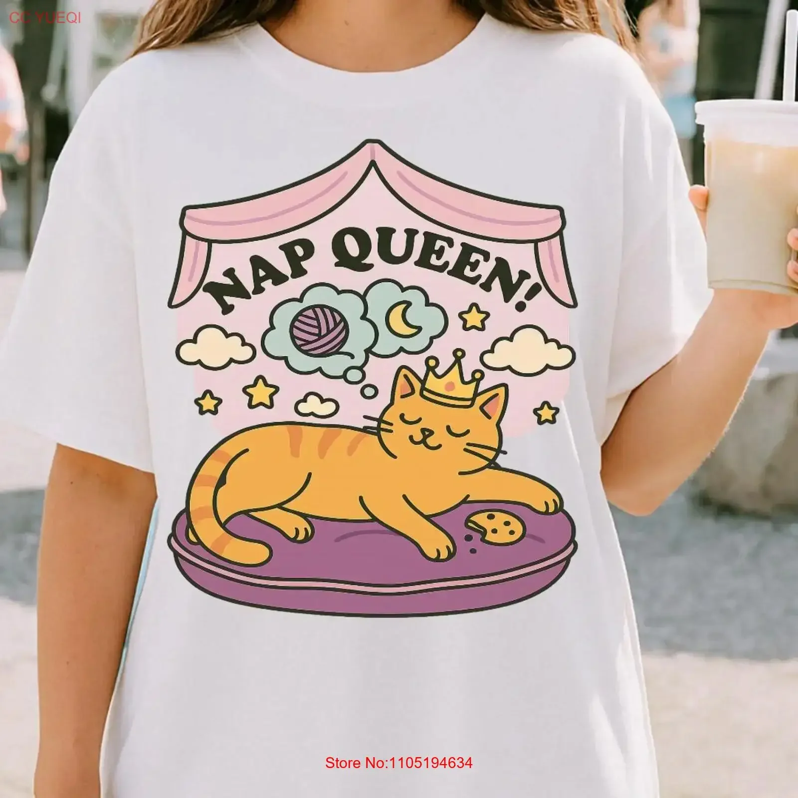 Nap Queen T Shirt Lazy Cat Funny Cute Lover Pastel Crown Cozy Bed Napping vintage Washed Unisex Comfortable designer clothes