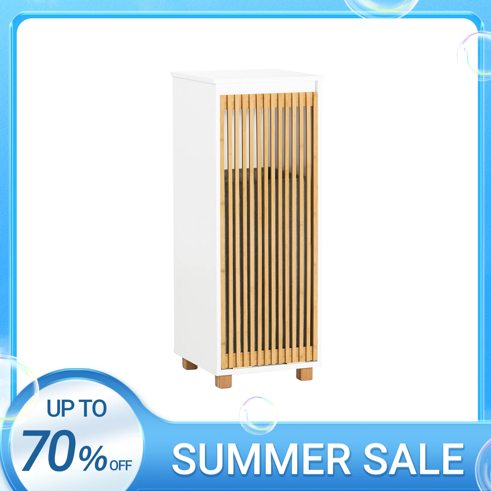 SoBuy BZR126-W Armario para la ropa sucia con bolsa plegable, cesta para la ropa sucia, recolector de ropa sucia y cesto para la ropa; armario para el baño, dimensiones aproximadas 32x85x33cm