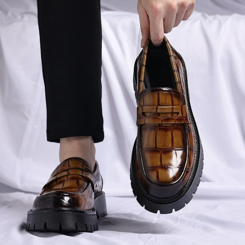 38-48Formal Shoes Man Luxury Designer Office Loafers Marriage Shoes for Man Platform Italian Wedding Shoes Herren Schuhe Elegant