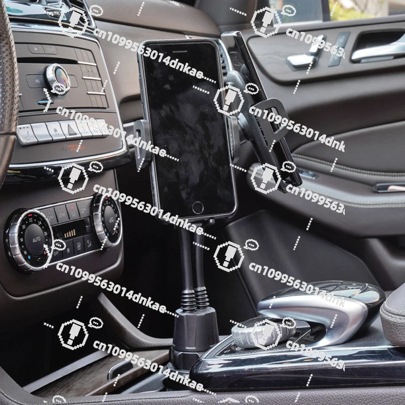 2024 Internet Celebrity Car Mobile Phone Navigation Video Dual Mobile Phone Holder Car Water Cup Seat Fixing Clip 360 Rotation