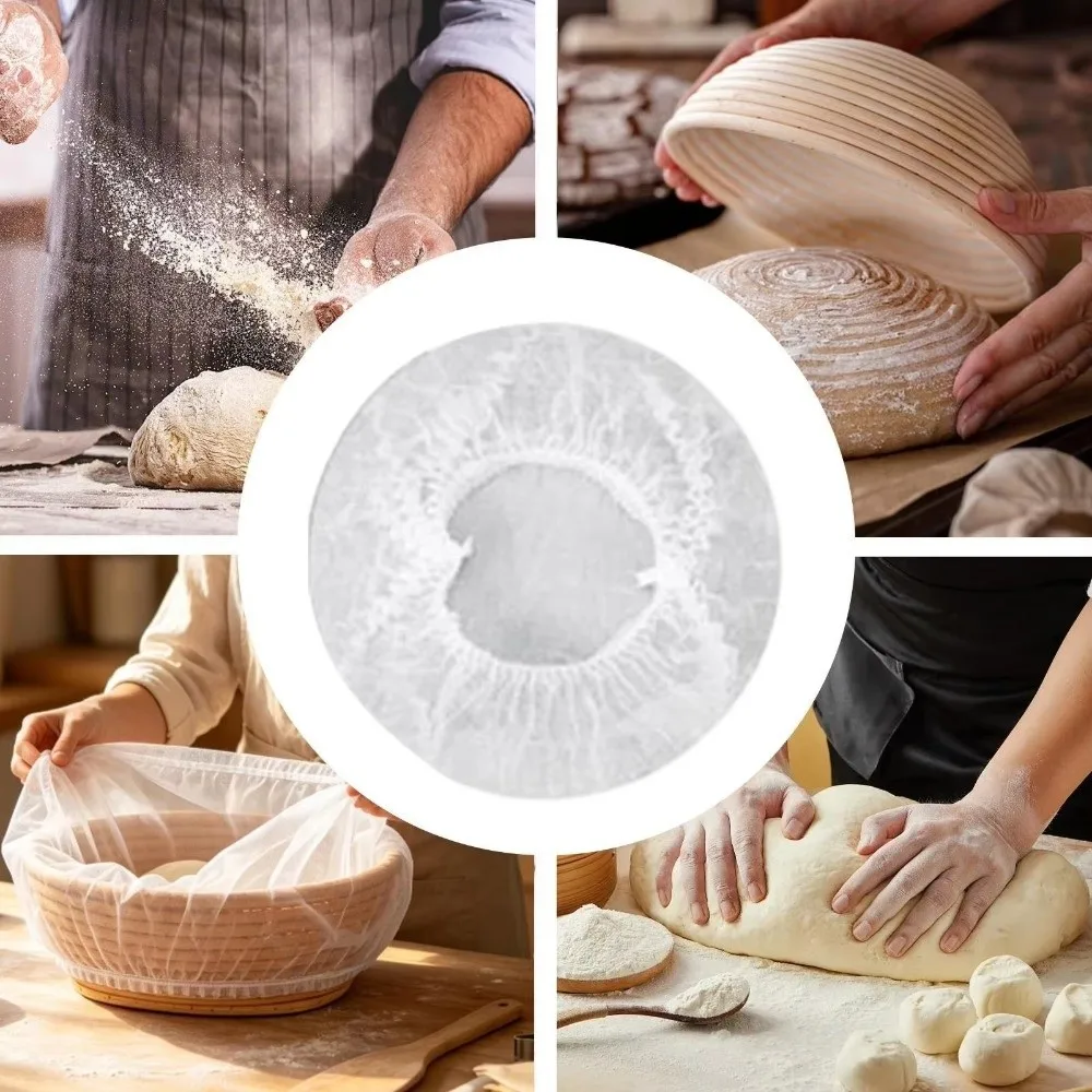 20/30/50/100Pcs Nonwoven Fabric Bread Proofing Covers Elastic Closure Dustproof Bread Proofing Basket Liner Freshness Protection