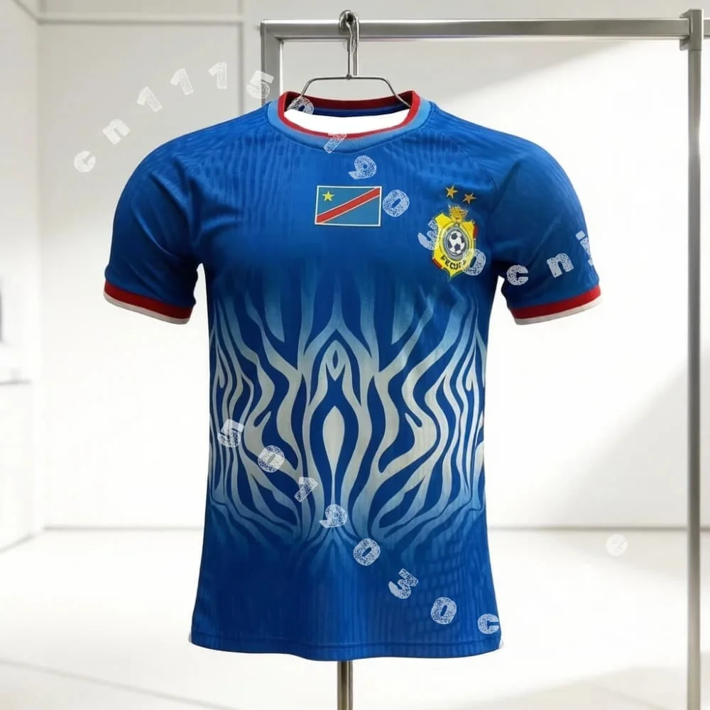 2026 Sommer Neue Saison Kongo Blau Fußballtrikot DR Kongo Nationaltrikot Schnelltrocknendes T-Shirt Herren Sommer 3D Familien- und Kinder-T-Shirts – Detail 2
