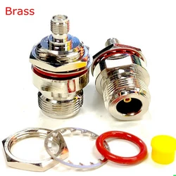 L16 N Female To SMA Female Connector N Female To SMA Female with Nut O-ring Washer Flange Water Proof Bulkhead Panel Mount Brass