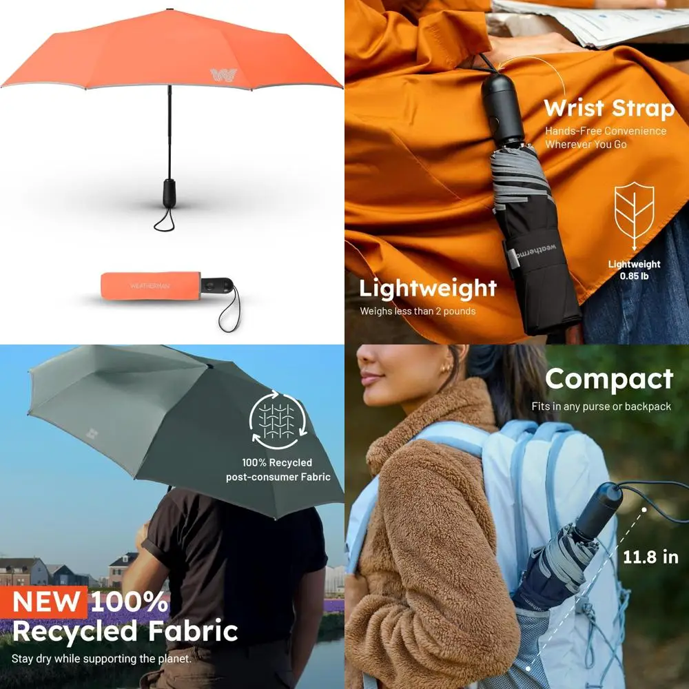 

Compact Windproof Travel Umbrella - Auto Open/Close - Strong Fiberglass Frame - Mini Folding for Outdoor Protection