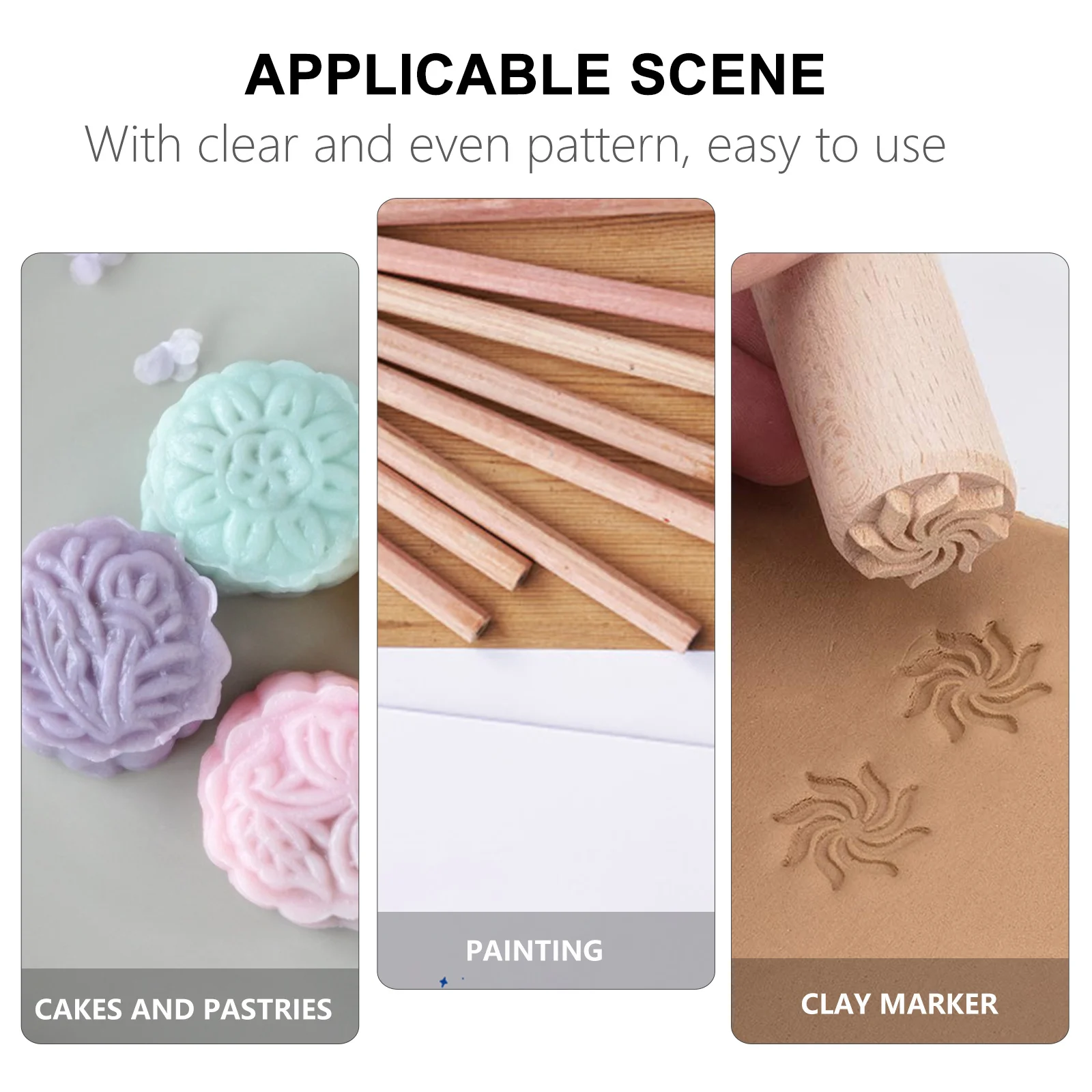 

Wood Pottery Stamps Natural Wood Handmade Durable Clay Decorative Stamp for DIY Craft Accessories Printing Blocks