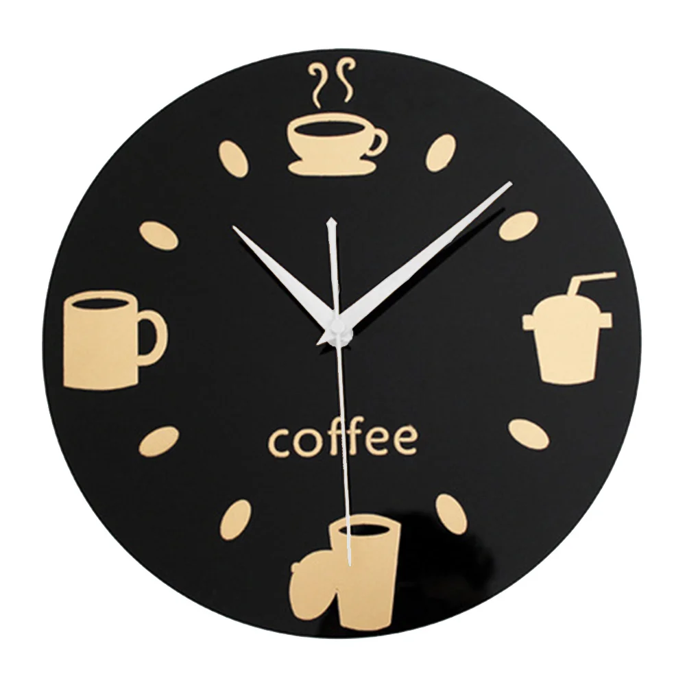 

Decorative Wall 30Cm Round 3D Mirror Coffee Cup Design Silent Hanging Wall Clock For Bedroom Living Room Office Modern Art