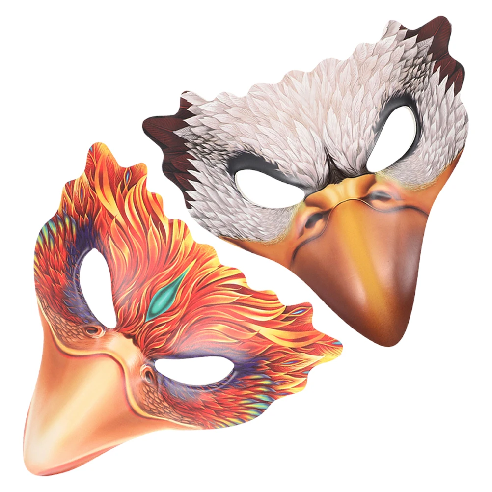 

2 Pcs Animal Mask Halloween Masquerade Bird Cosplay Delicate Carnival Eva Party Costume Half-face Lightweight Reusable PU