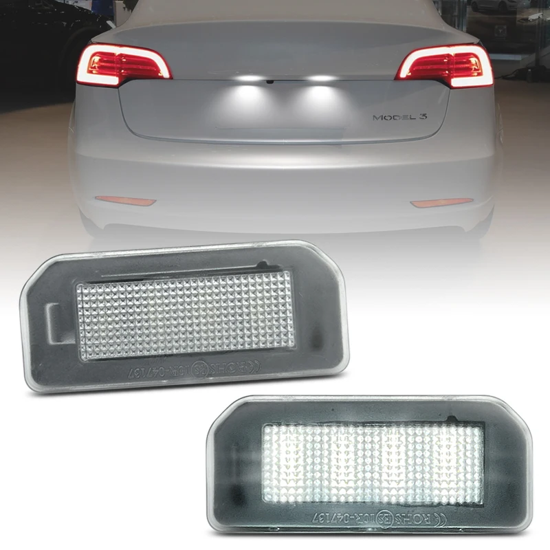 2Pcs For Tesla Model 3 2017-2020 Model Y 2020-2022 White LED Number License Plate Light