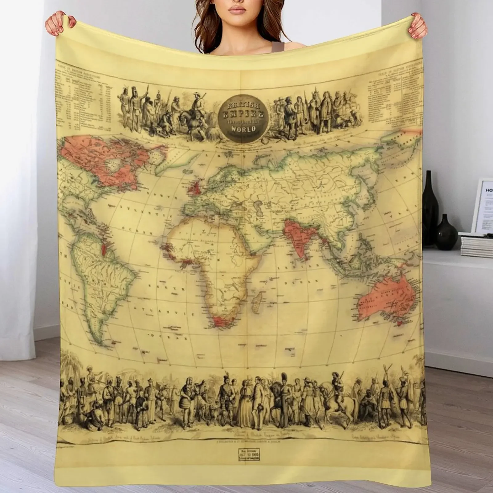 

British Empire Map (circa 1850) Throw Blanket Blankets For Bed bed plaid Stuffeds Beautifuls Blankets