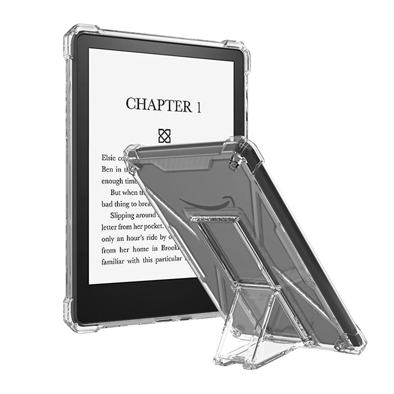 Transparent TPU Protective Case With Holder For Kindle Paperwhite 2024/Colorsoft E-book Reader Tablet Protector Cover