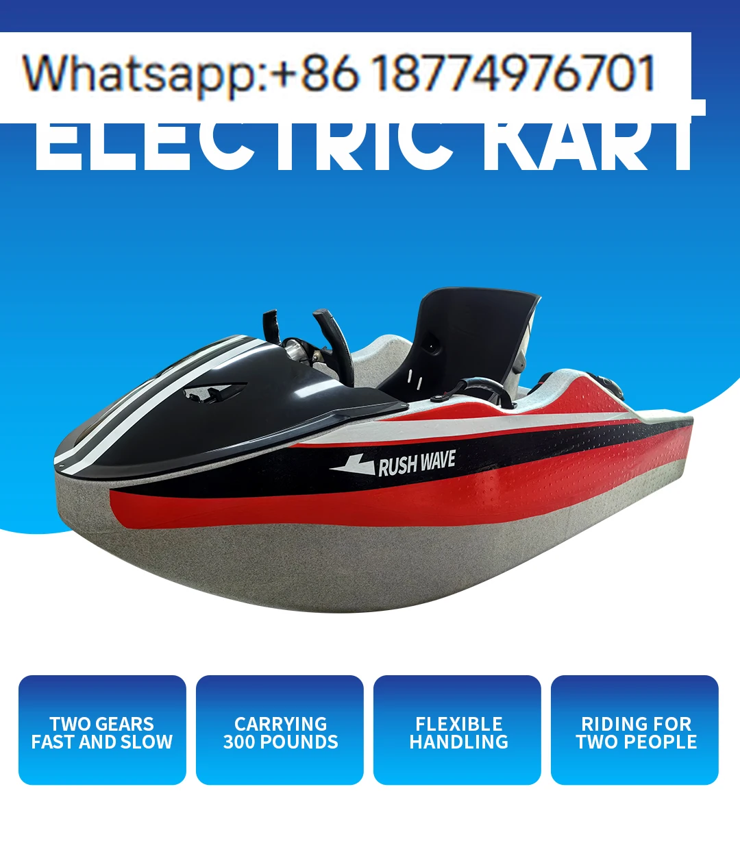 RUSHWAVE High-Speed Mini Speed Boat Electric Kart Boat Jet Ski Lithium Battery for Water Entertainment Surfing for Divers