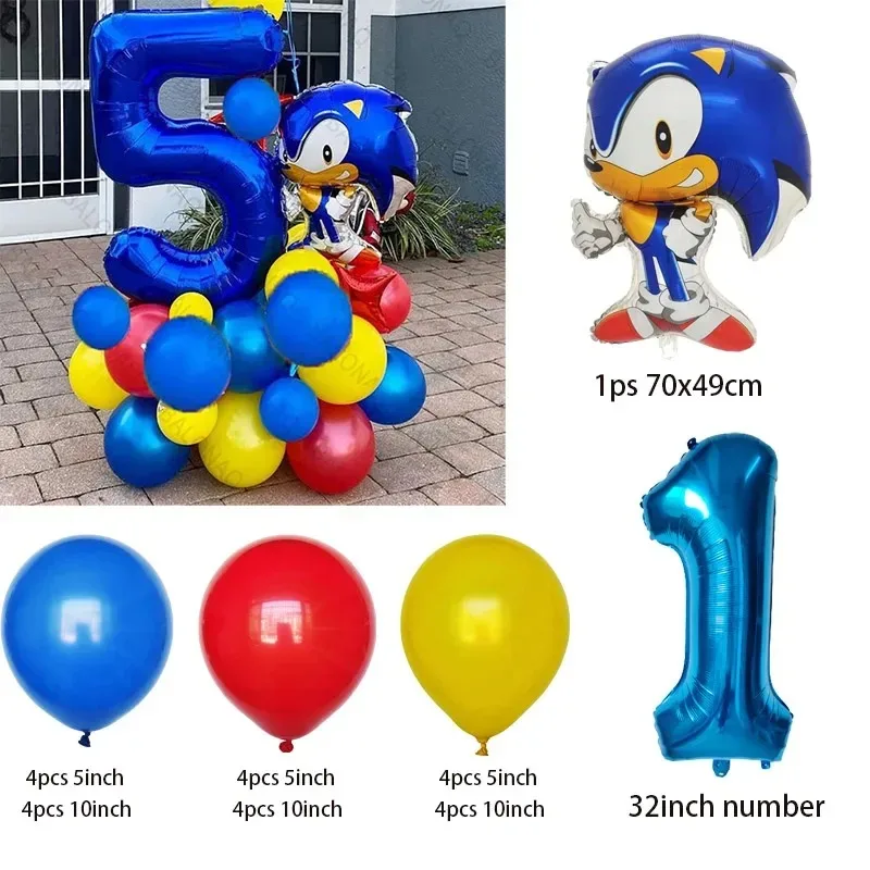 26pcs Blue Hedgehog Balloons Cartoon Soniks Balls Baby Shower Kids Favors Birthday Party Decorations Kids Baby Shower Supplies