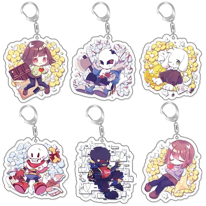 Game Undertale Sans Keychain Cosplay Papyrus Sans Pendant Bag Accessories Car Key Ring Cartoon Badge Jewelry Fans Gift