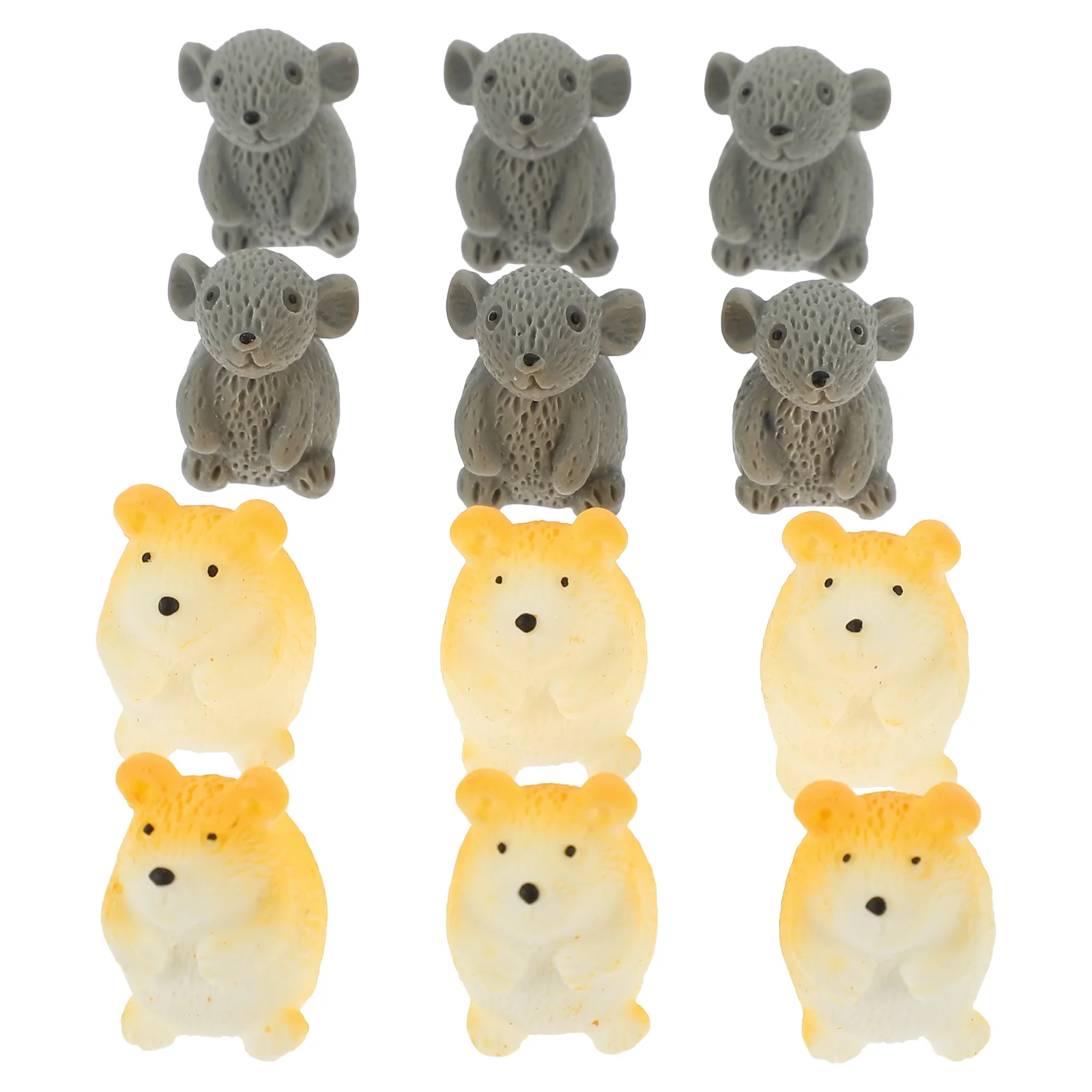 12 Pcs Mini Hamster Statue Mouse Ornaments Miniature Decoration Garden Resin Animal