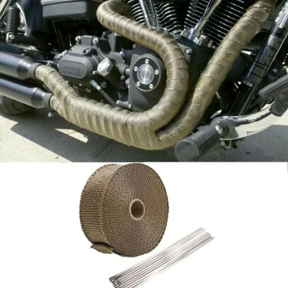 

1set Exhaust Manifolds Fiberglass Heat Insulation Tape Thermal Wrap 25mm*5M Protects Your Exhaust Pipe Wrapped Hot Hose Booster