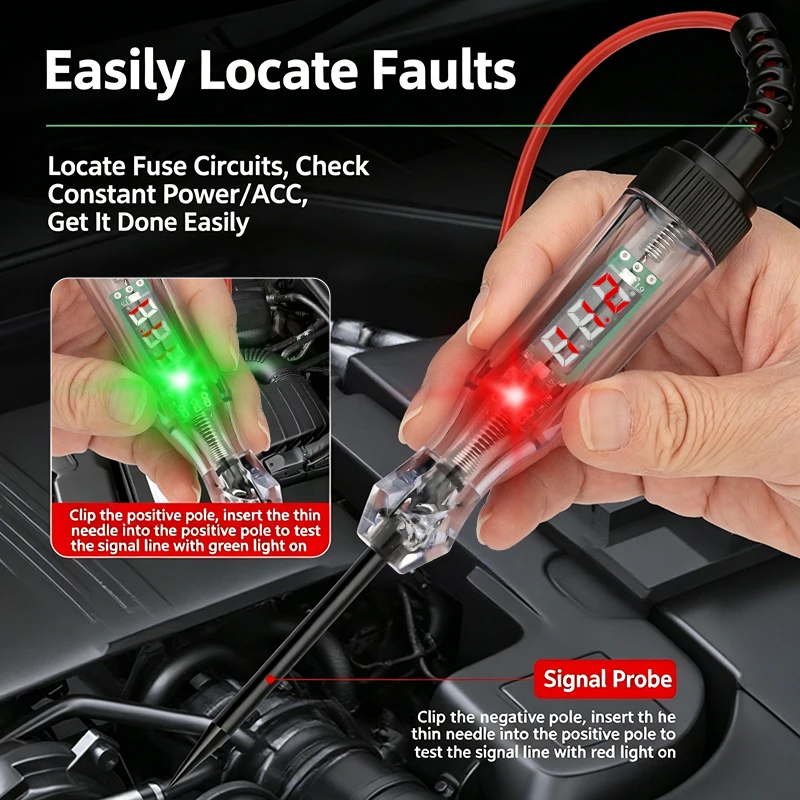 Long Probe Auto Diagnostic Test Pen with Protective Cover, 3V-120V Digital Display Circuit Voltage Measuring Tool view 2