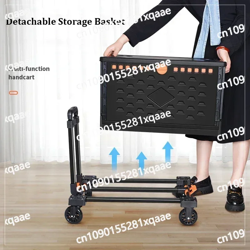 Portable Outdoor Picnic Camping Storage Box Handcart Multifunctional Folding Belt Basket Grocery Transportation Handcart