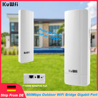 KuWFi 900Mbps Outdoor Bridge 5GHz WiFi Router Built-in 14dBi Antenna Gigabit Port WiFi Signal Extender Point to Point Up to 3KM