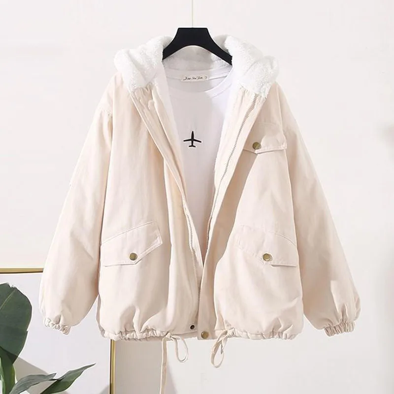 2023 neue für Frau Casual Verdickte Warme Jacke Weibliche Biyaby Übergroßen Baumwolle Mit Kapuze Mäntel Frauen Winter Kawaii Lose Parkas