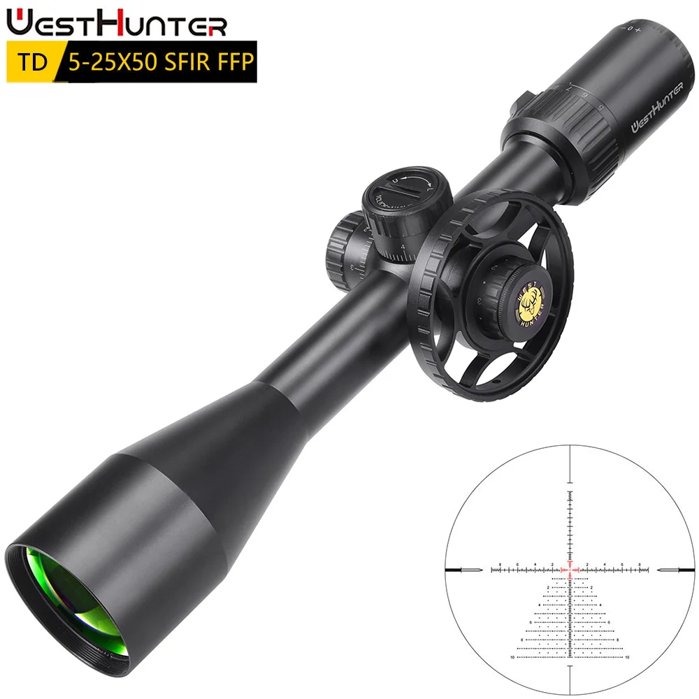 WESTHUNTER TD 5-25X50 SFIR FFP Scope First Focal Plane Hunting Riflescope Illuminated Reticle Lock Reset Tactical Optical Sights