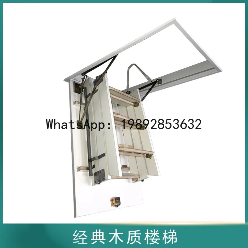 

XL Solid Wood Folding Ladder Invisible Folding Ladder Solid Wood Stairs Invisible Folding Climbing Ladder