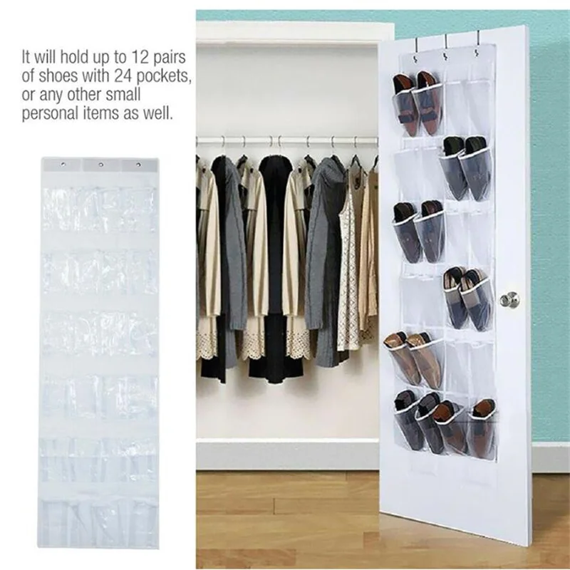 24 Pockets Shoes Organizer Rack Hanging Organizers Space Saver Hanging Over The Door Behind Closet Organizer Home Storage