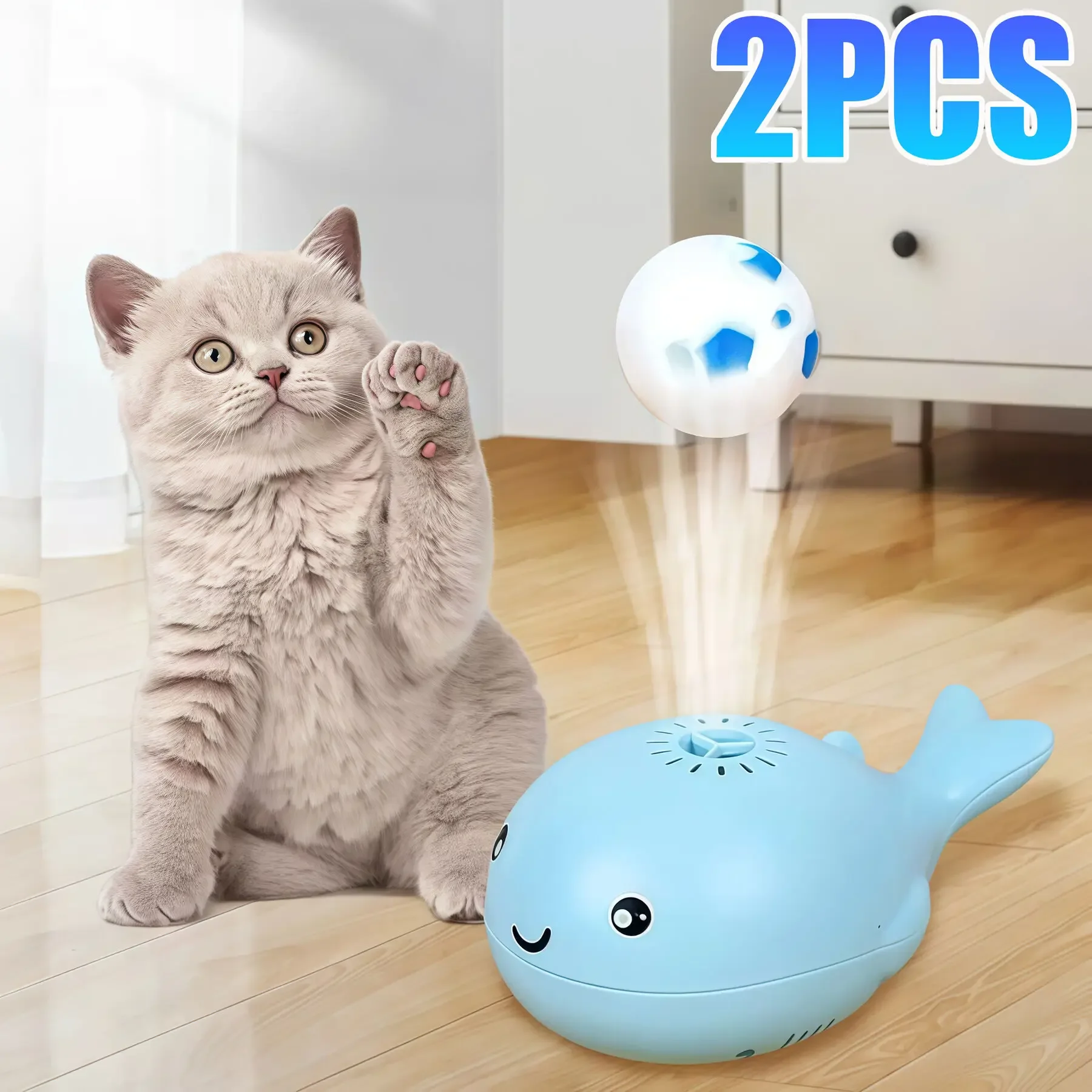 

Interactive Cat Toys Electric Jet Floating Ball Cat Toy Whale Shaped Cat Toy Portable USB Dual Fan Pet Toy for Teaser Cat post
