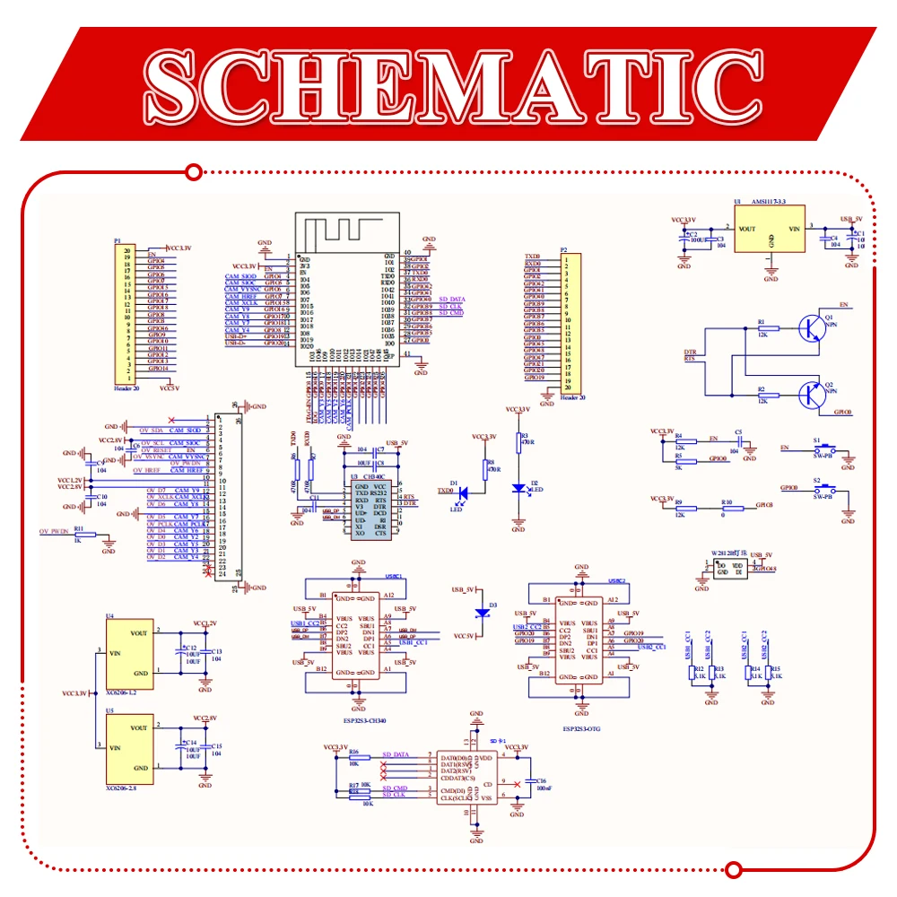 Picture 7: ESP32 S3 Development Board with 2.4G Wifi Module for Camera Module OV2640 8MB PSRAM 16MB FLASH ESP32 S3 N16R8 CAM Type-C