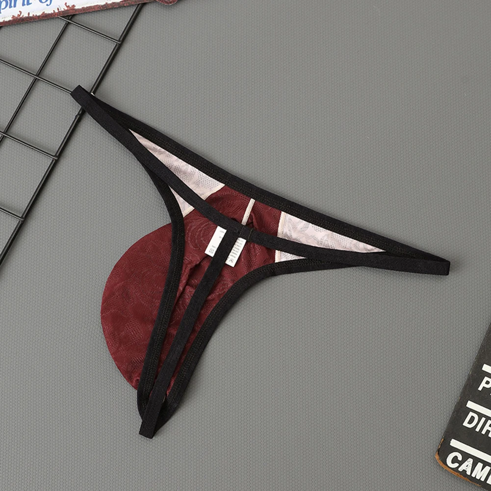 Men Jacquard Mesh Sheer Underwear For Man Japanese Thongs Femboy U Pouch Bikini Low Rise Stretch G-strings Thin Extreme Panties