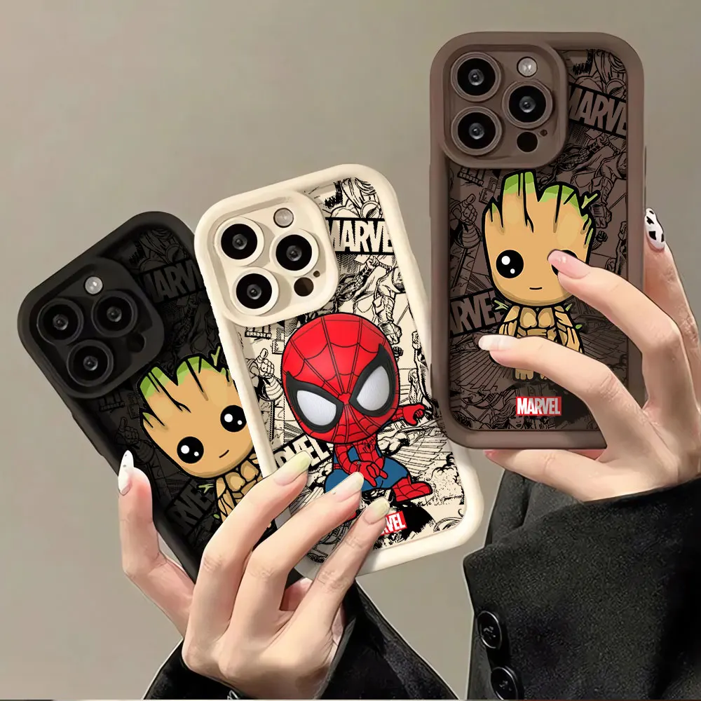 Soft Cover Cartoon Marvel Groot Spiderman Case for Samsung Galaxy S23 Ultra Note 20 Ultra S22 Plus S24 Ultra S23 FE S20 FE S21