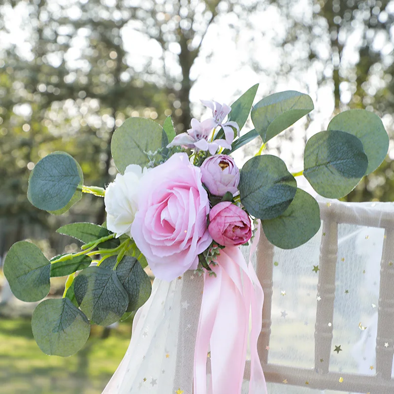 

Artificial Outdoor Wedding Decoration Chair Back Flower Aesthetic Room Decor Festive Party Supplies Small Flower Bouquets